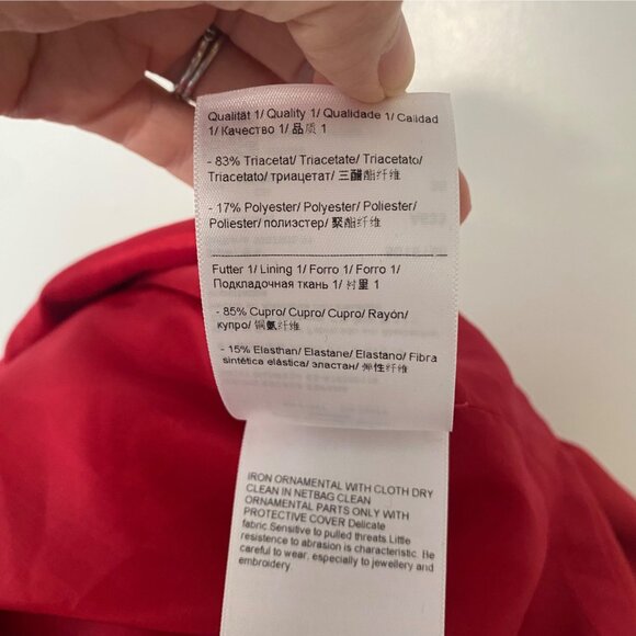 Escada Red Holiday Sheath Dress Beaded Sleeves - Picture 7 of 14